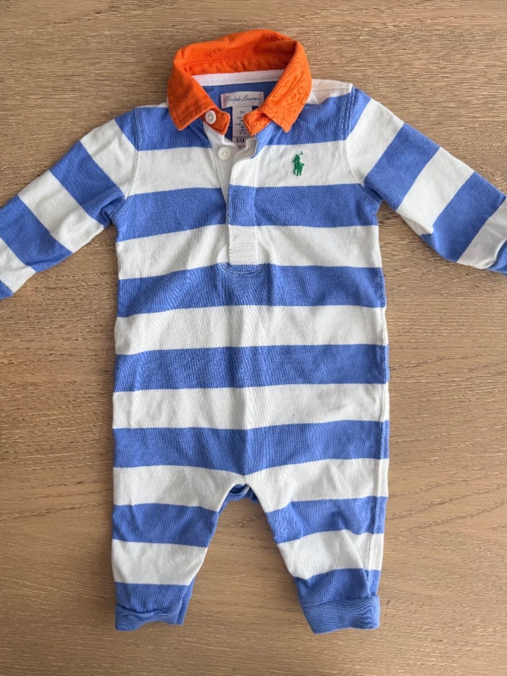 Ralph Lauren Baby Boy Stripe Polo One Piece 6 Mo.